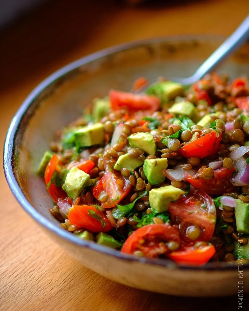Salade froide de lentilles et avocat