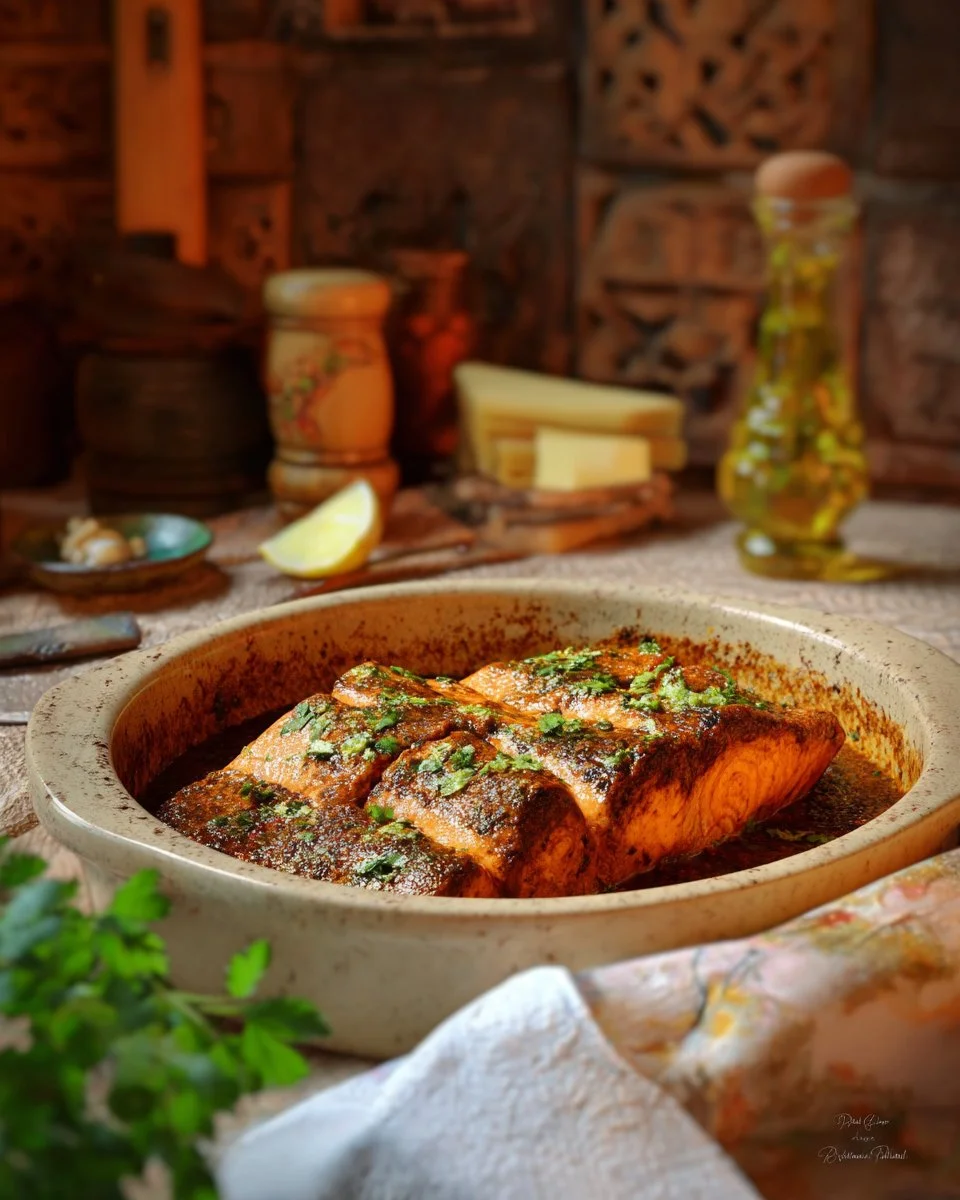 Saumon cuit avec chermoula