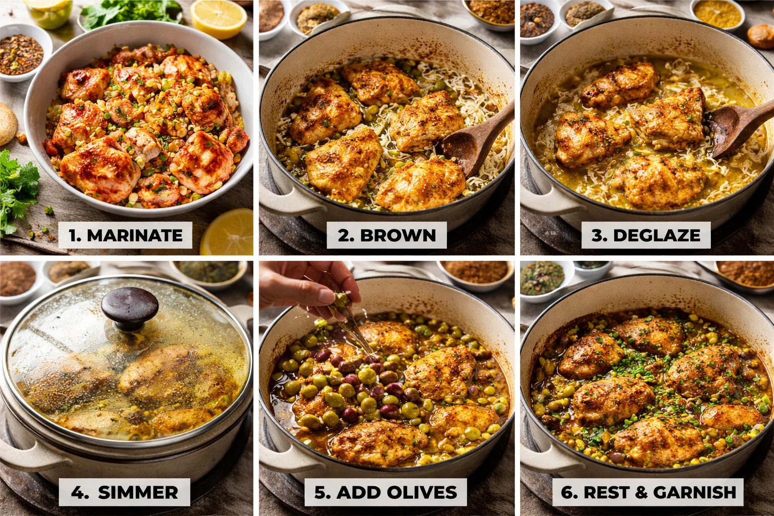 Savoureux poulet aux olives, recette simple et délicieuse