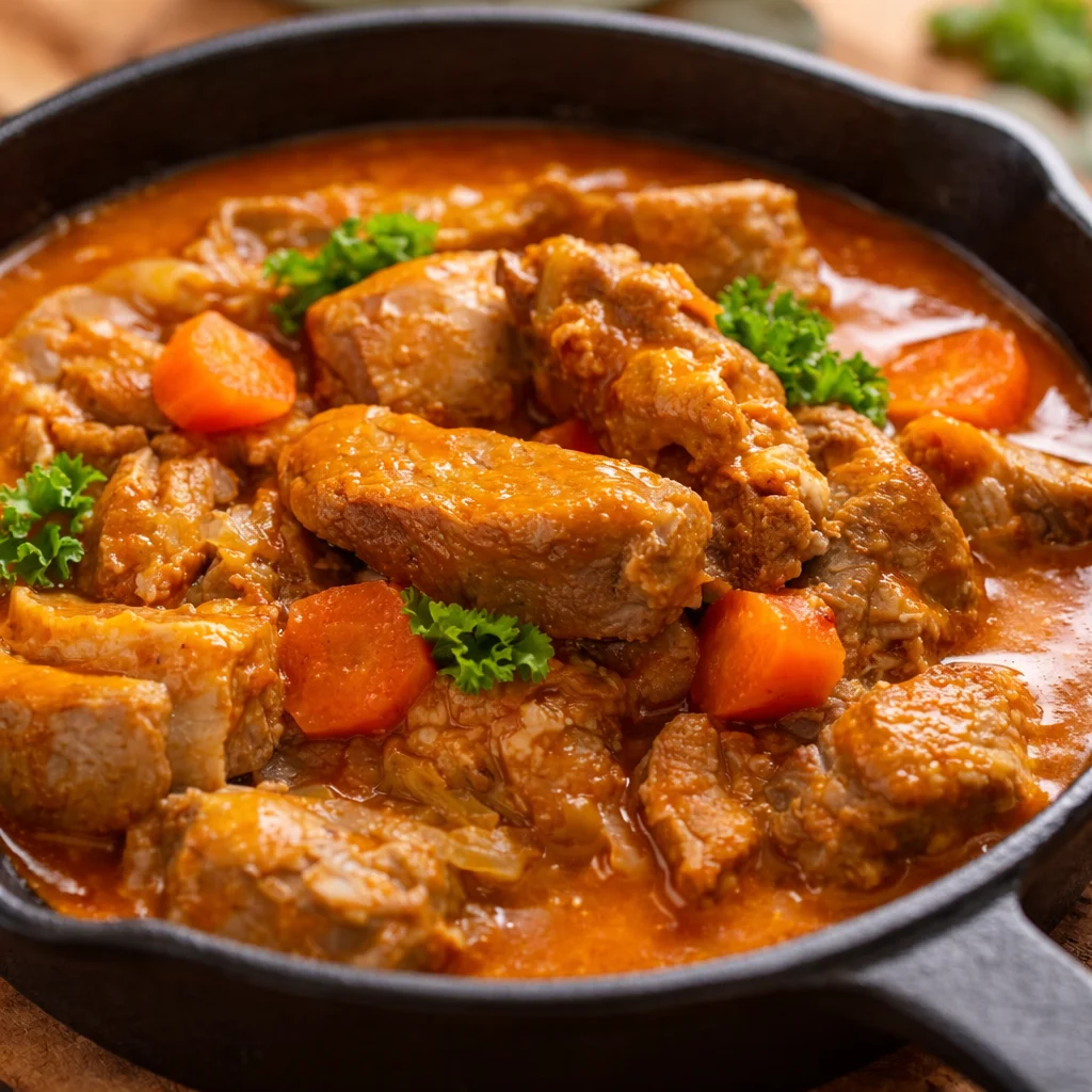 Recette de veau marengo cuisiné en cocotte avec tomates et légumes frais