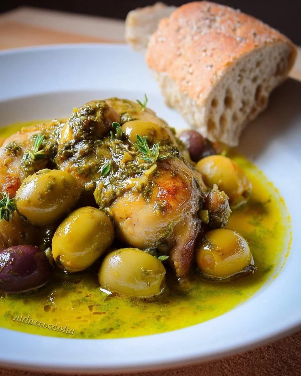 Tajine de poulet au citron confit et olives, plat marocain traditionnel