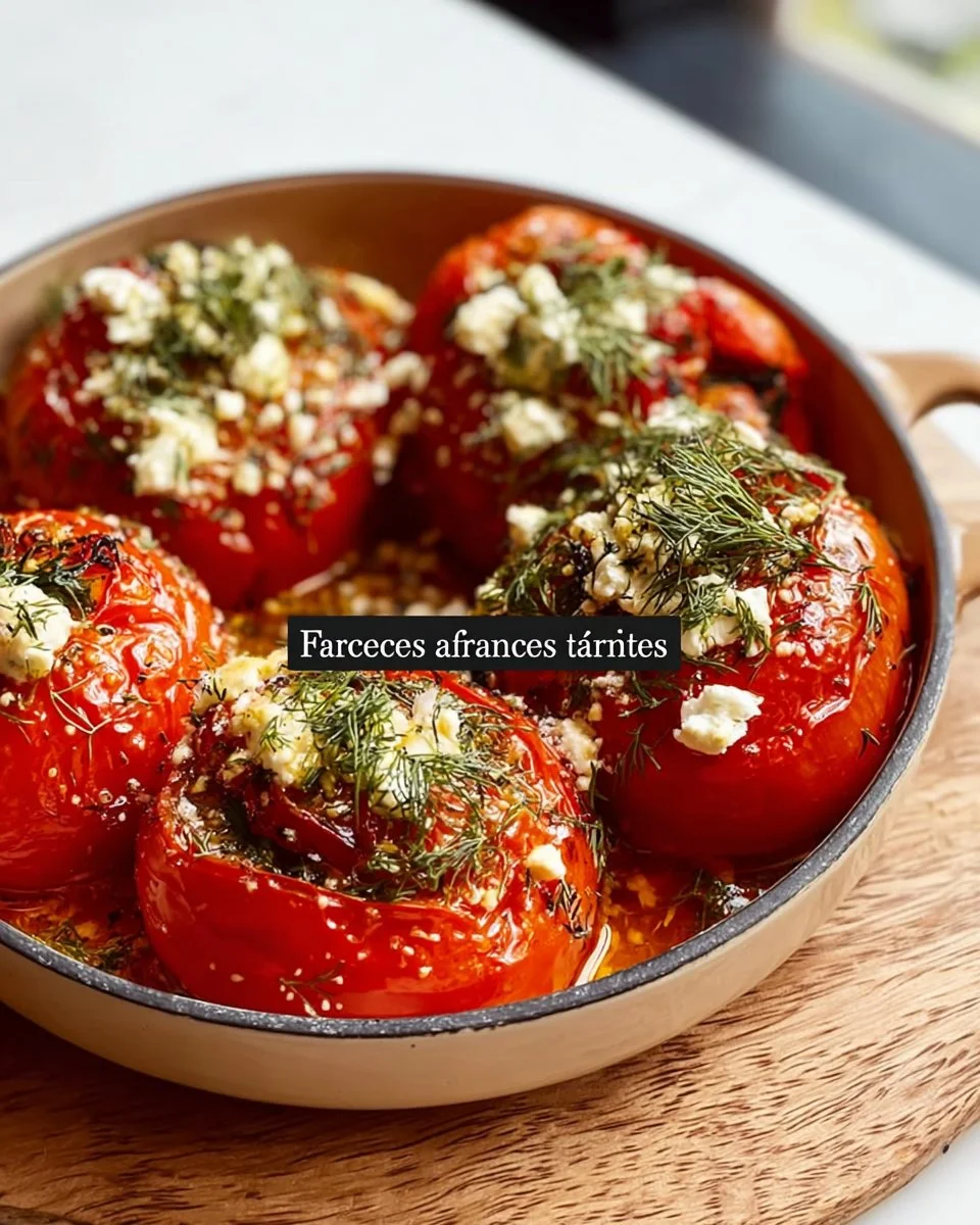 Tomates à la Grecque servies avec herbes et olives