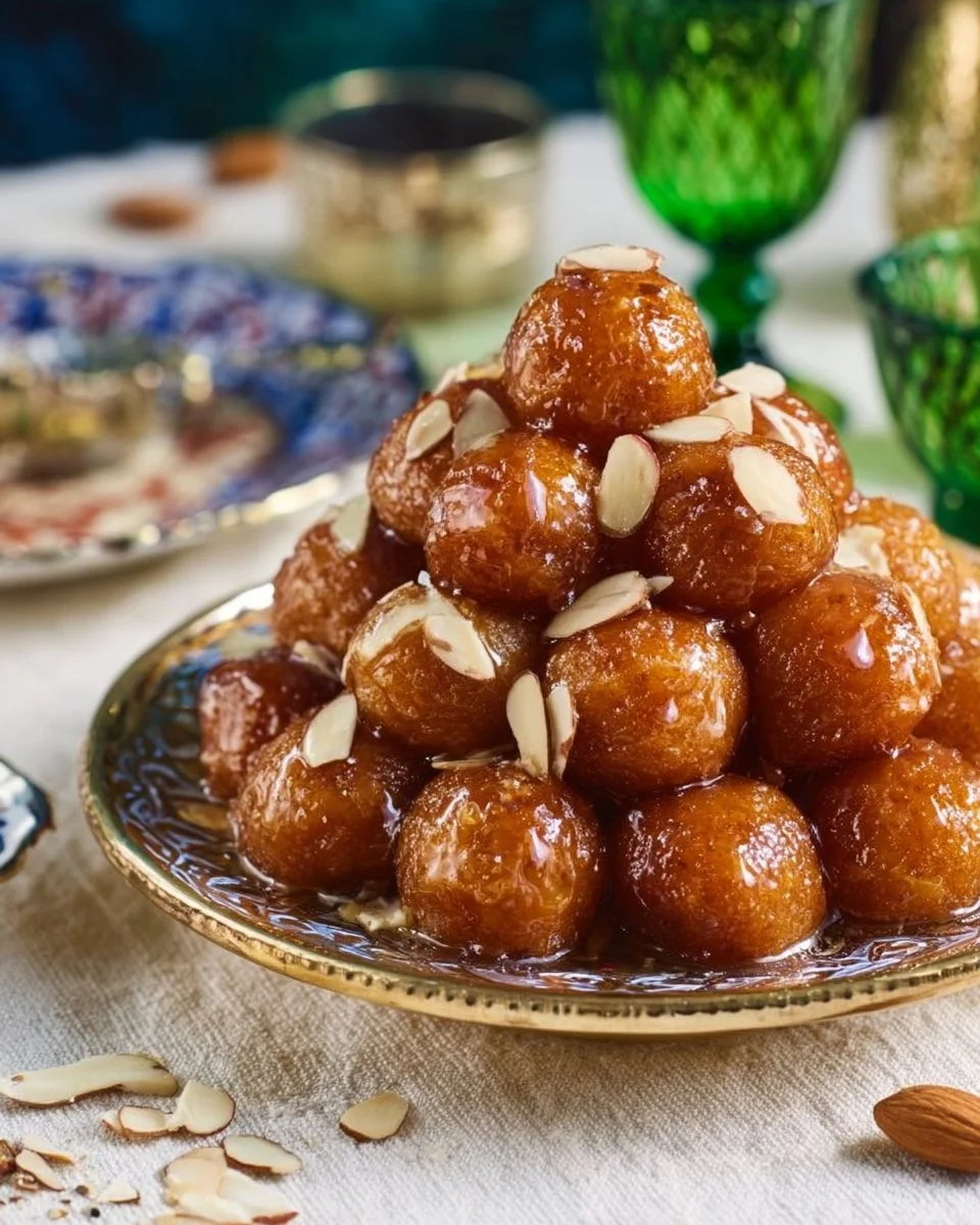 Boulettes de Makrout garnies de pâte de dattes et enrobées d'amandes