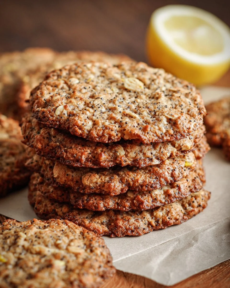 Crispy Oat Flake Biscuit, Lemon Poppy Seed Flavor