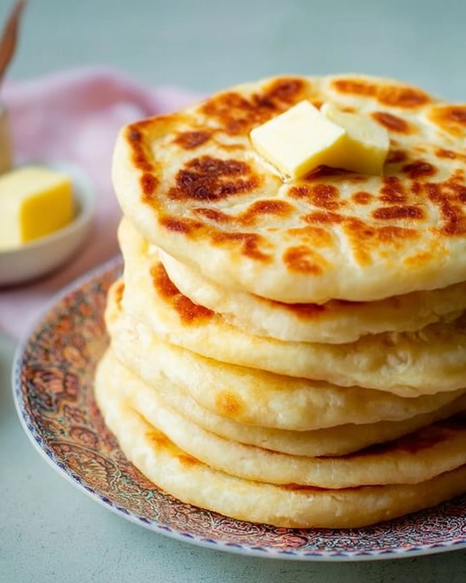 Galette moelleuse cuite à la poêle, dorée et savoureuse, prête à être dégustée