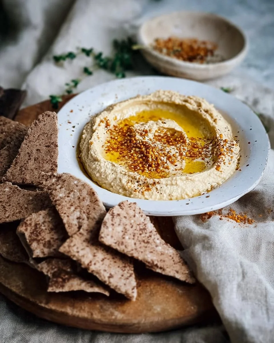 Houmous de lentilles corail crémeux et savoureux présenté dans un bol