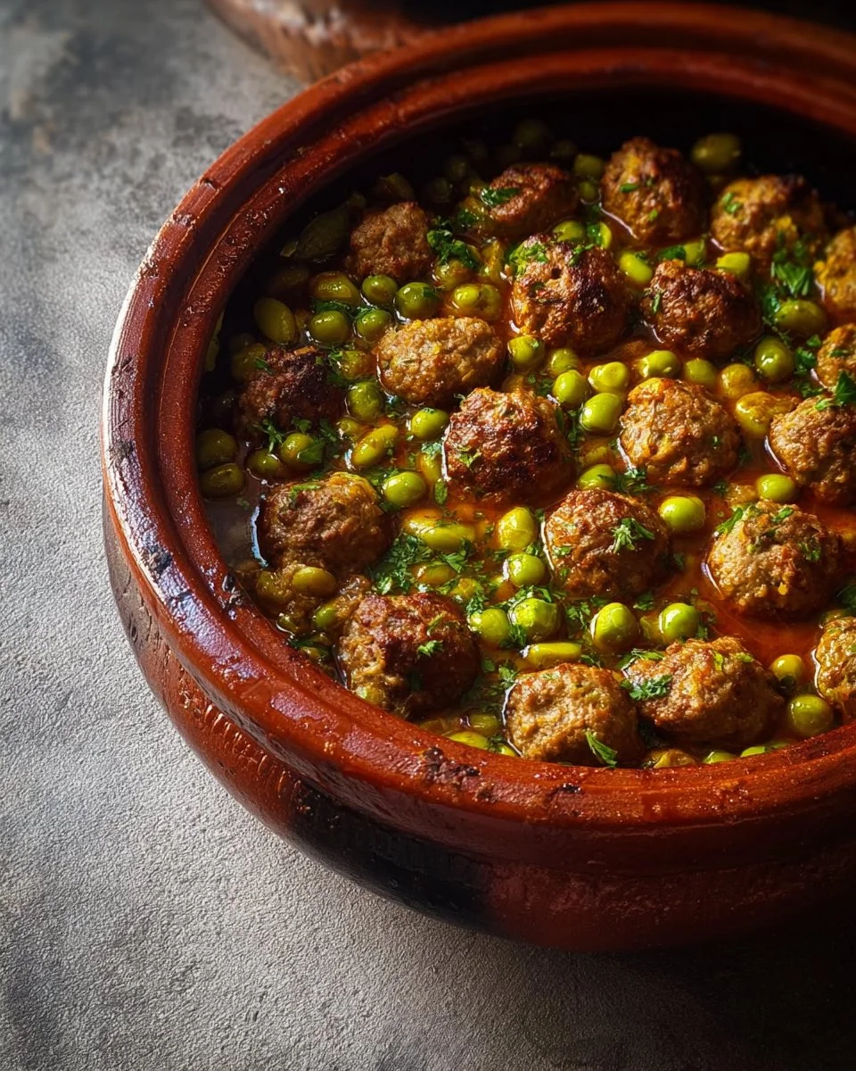 Kefta Tagine with Peas and Fava Beans