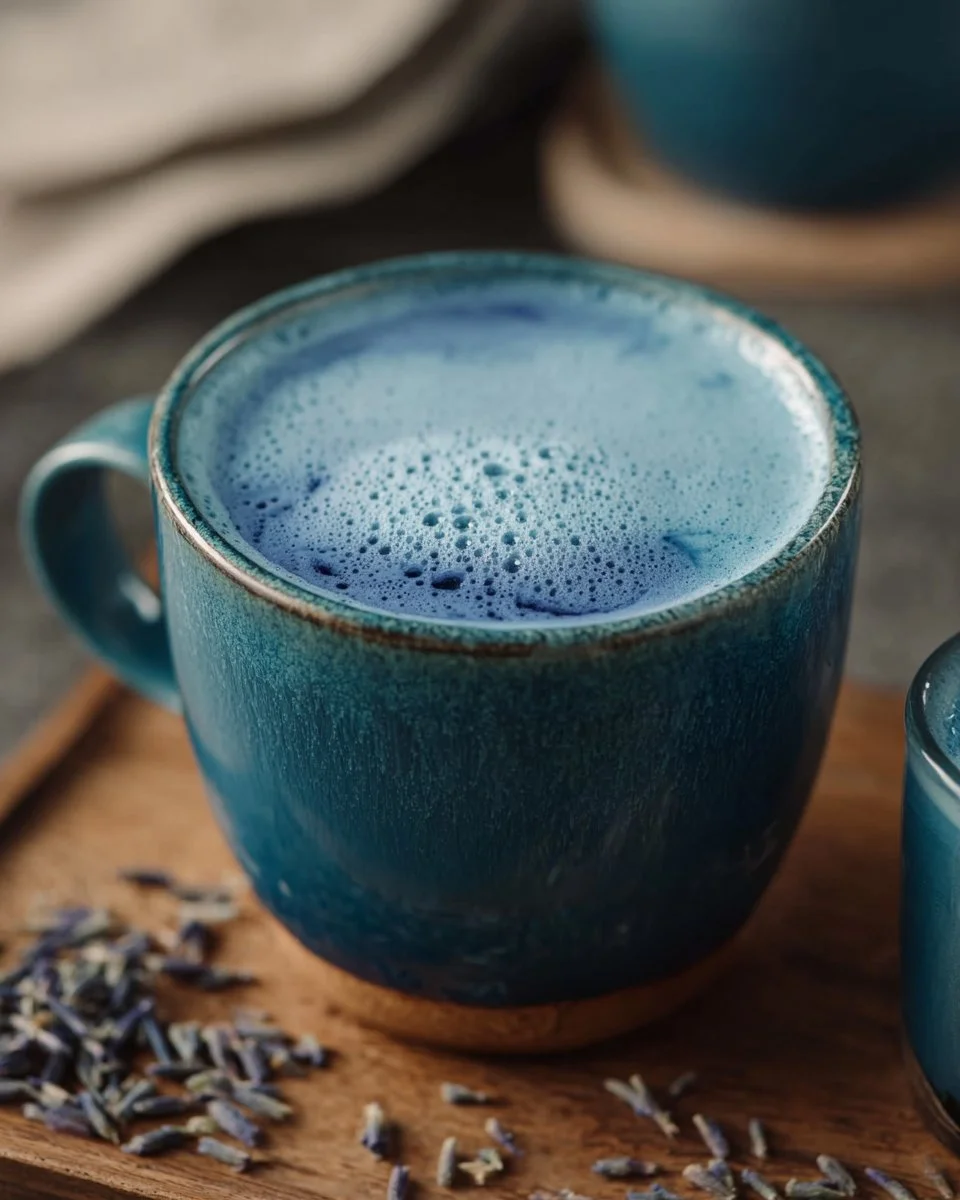 Latte au pois bleu papillon