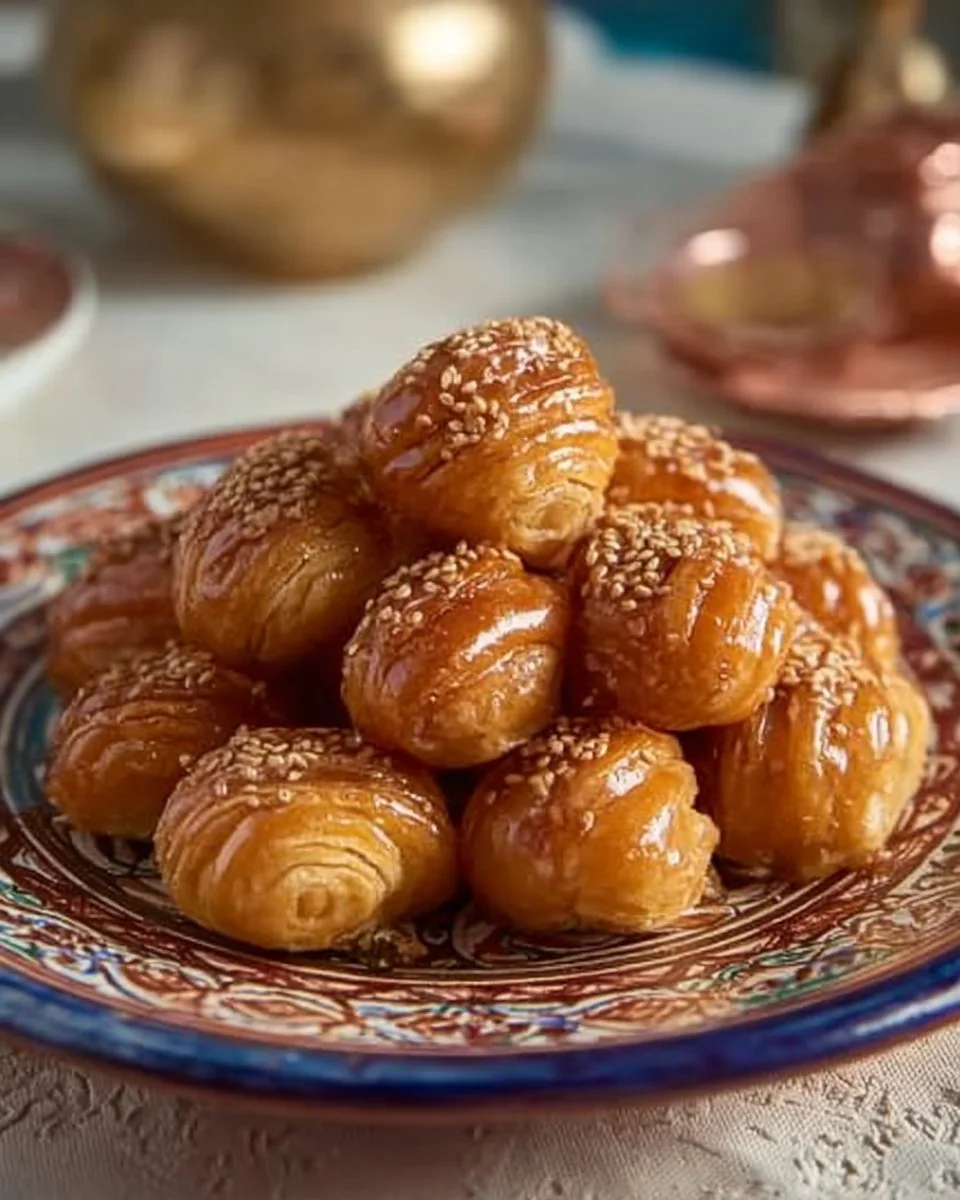 Rghaifs au miel feuilletées, un dessert traditionnel marocain savoureux et doré.