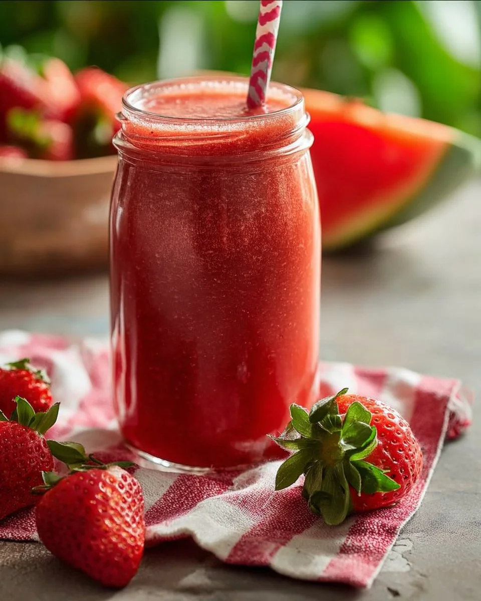 Smoothie Rafraîchissant à la Pastèque et Fraise