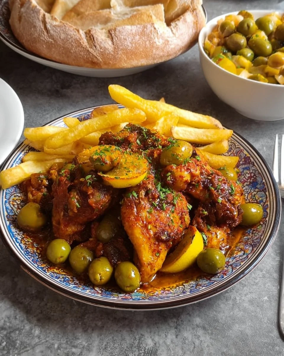 Tajine de poulet aux olives et citron confit