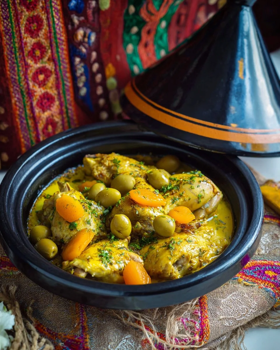 Tajine de poulet aux olives et citron confit