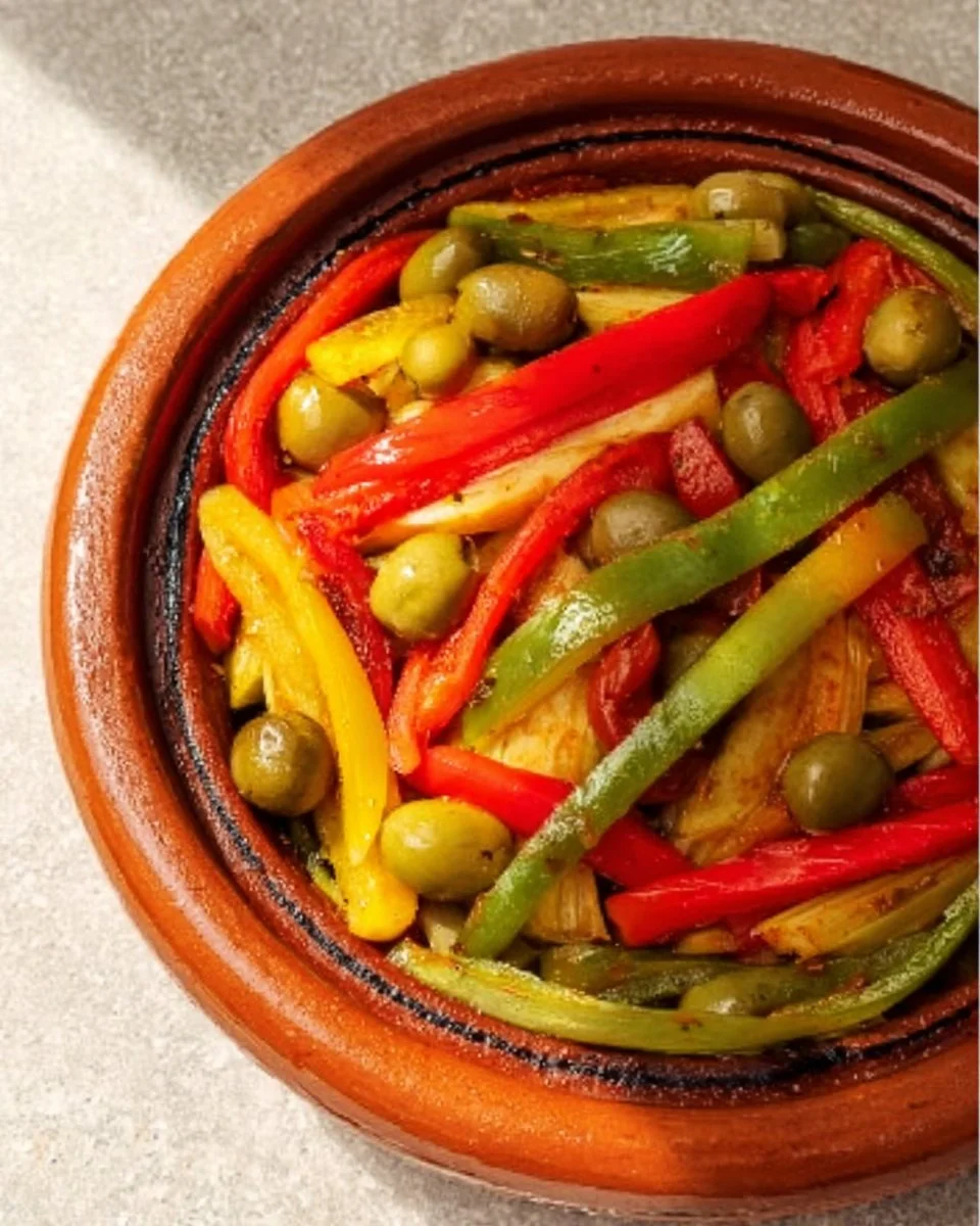 Tajine traditionnel préparé avec des épices et des légumes frais