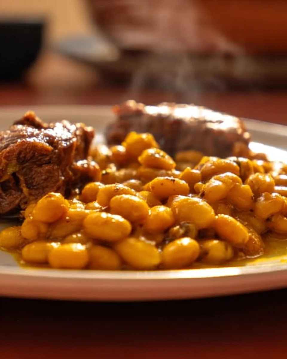 Delicious White Bean Coconut Tagine simmering in a pot with fresh ingredients