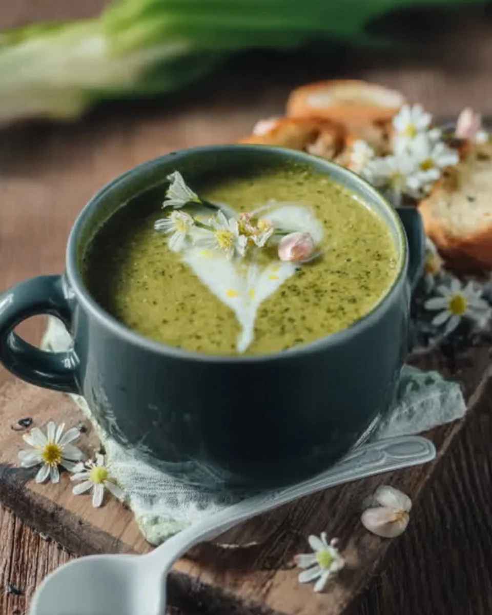 Zucchini soup with wild garlic