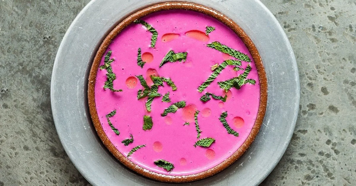 Ajo blanco with beets and almonds