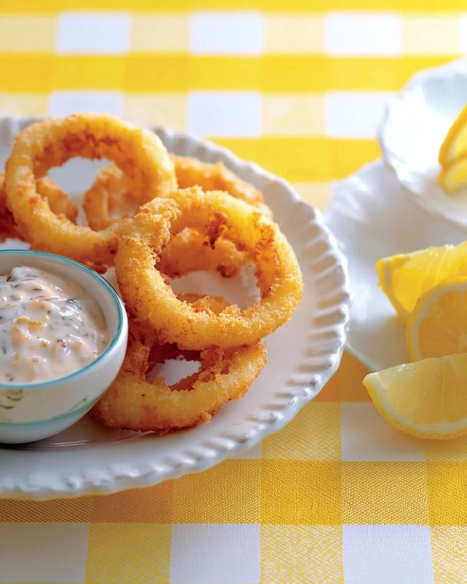 Beignets de calamar croustillants servis avec une sauce dip