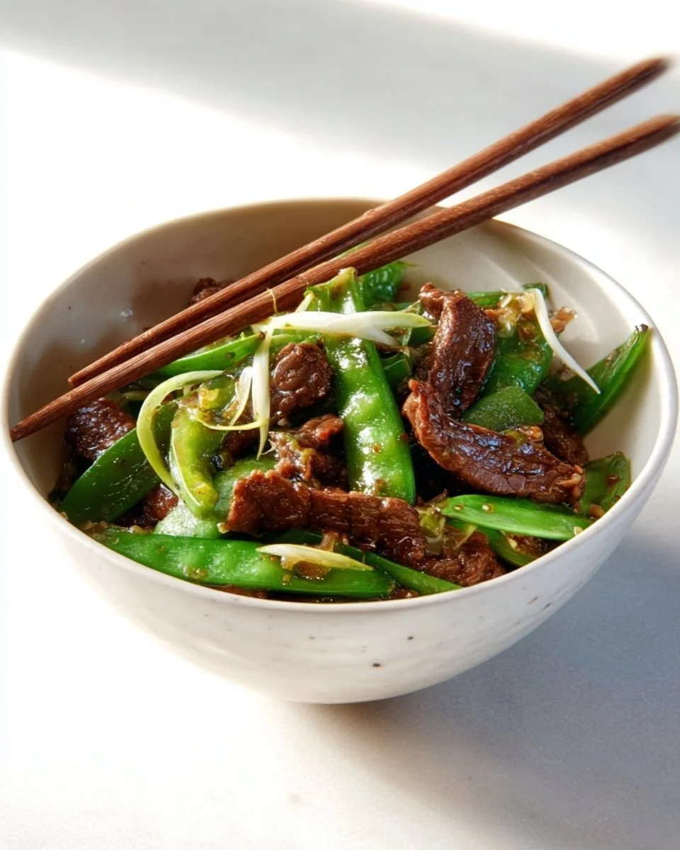Boeuf Chinois avec Pois Sucrés, un plat asiatique délicieux et coloré