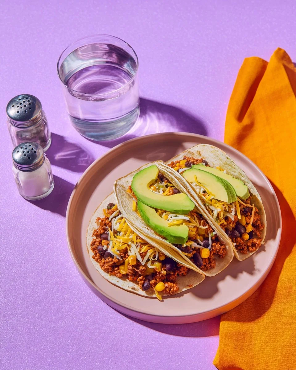 Burritos au porc, haricots noirs et avocat, garnis de saveurs délicieuses