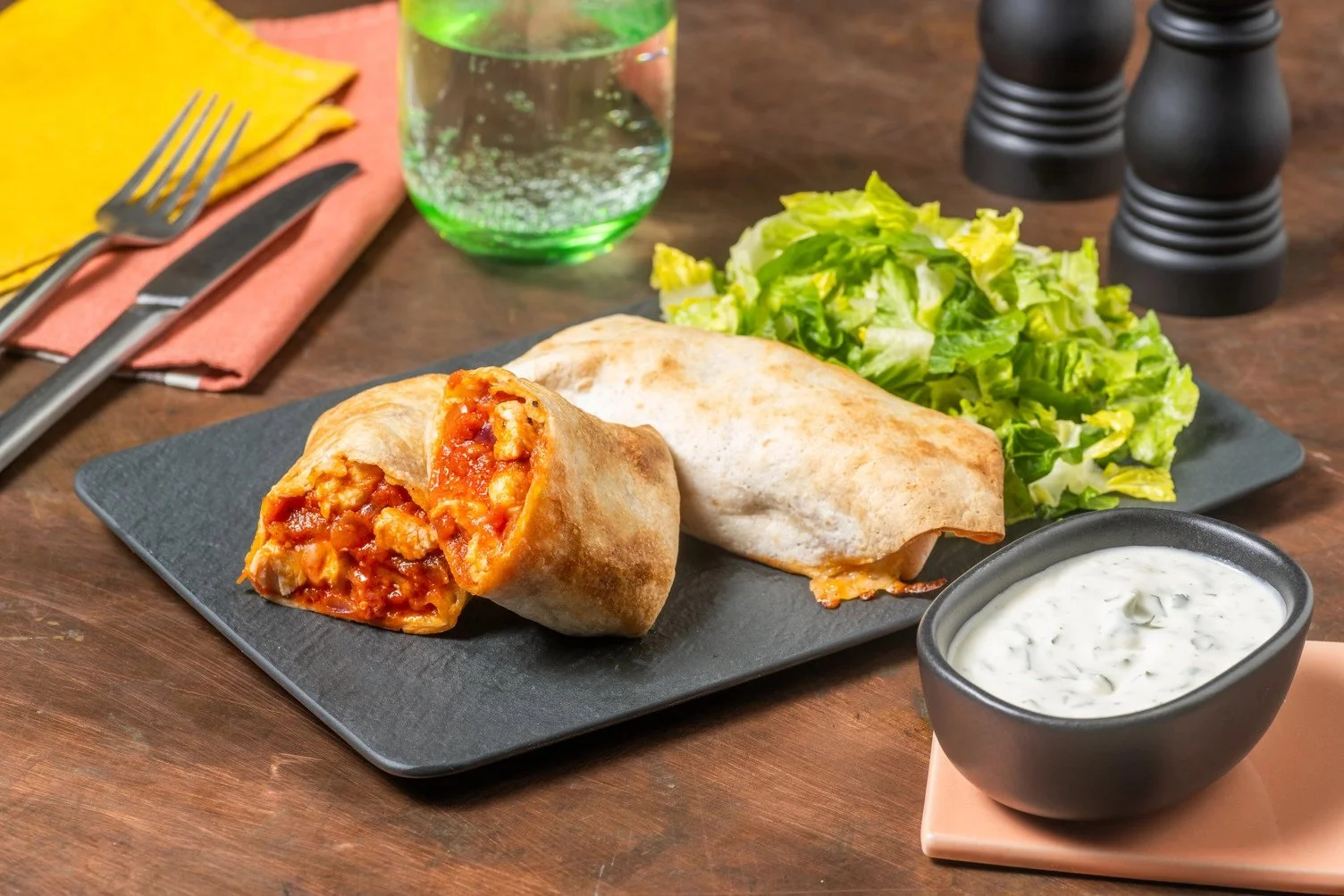 Chimichangas with Chorizo and Chicken with Coriander Cream