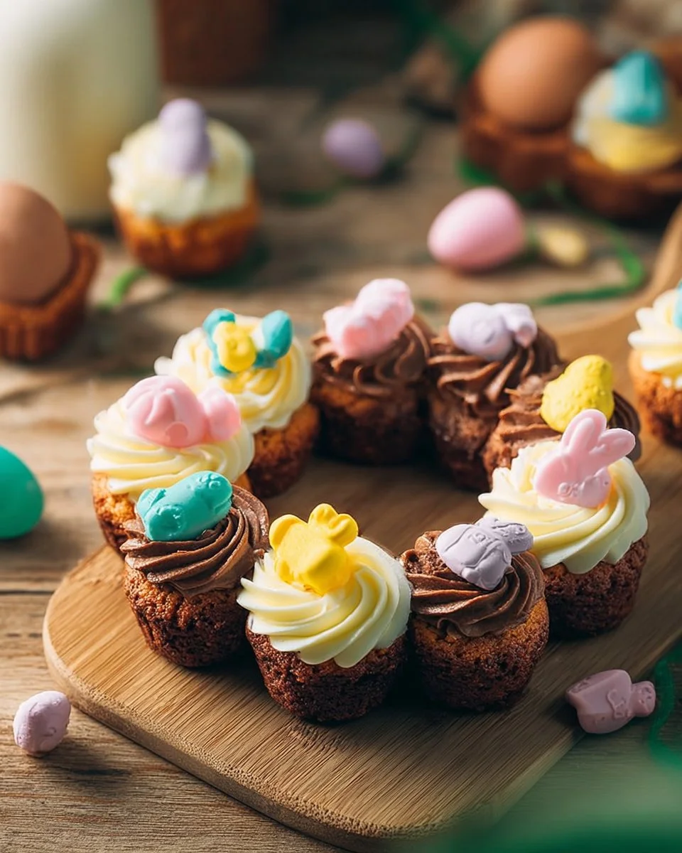 Couronne de mini-cupcakes de Pâques