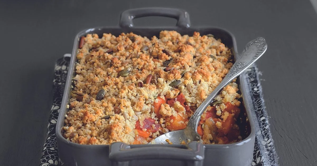 Crumble salé de légumes au chorizo