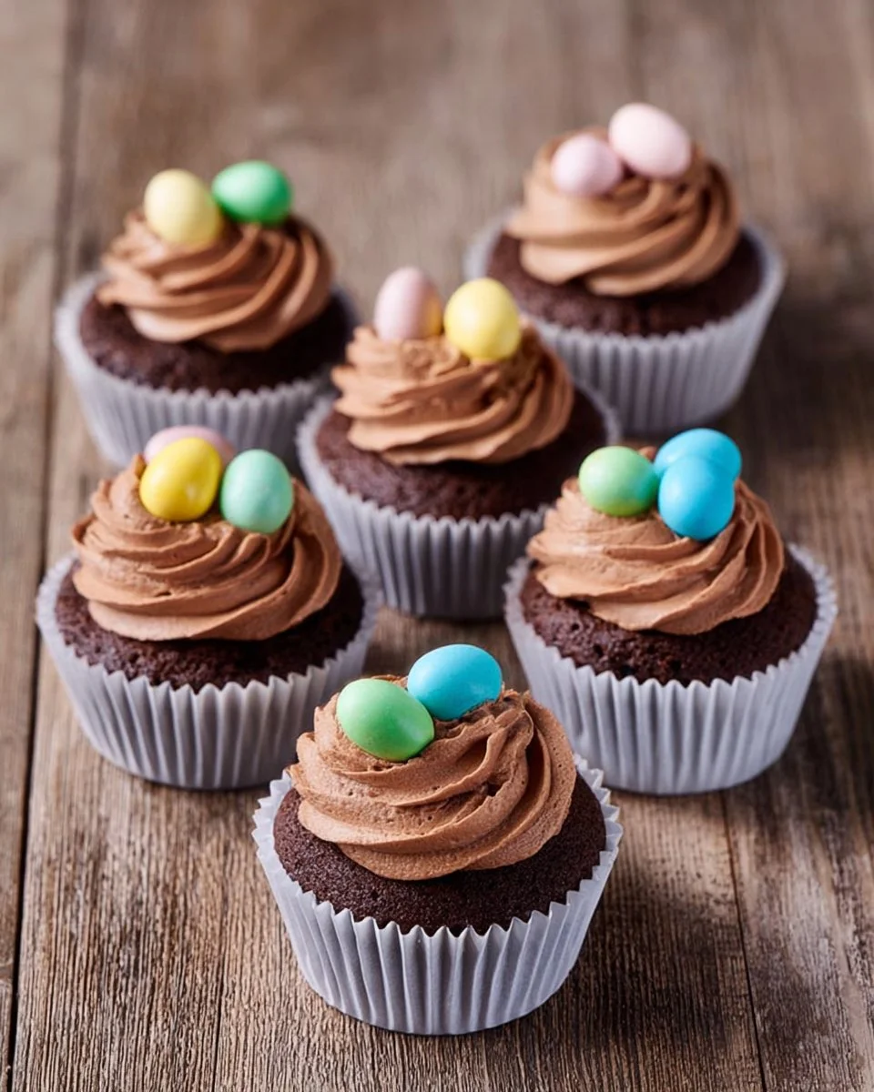 Cupcakes au chocolat et à la noix de coco de Pâques