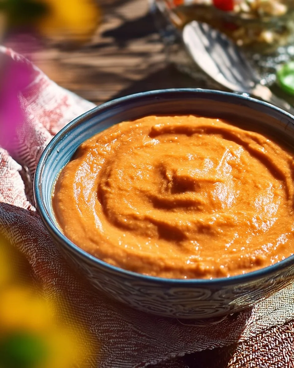 Dip espagnol fumé à la tomate et à l'ail, parfait pour l'apéritif.