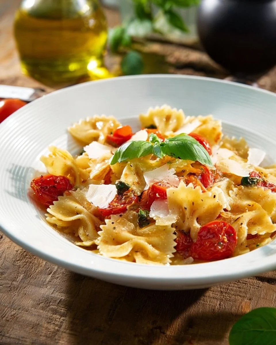 Farfalle with tomatoes and brie