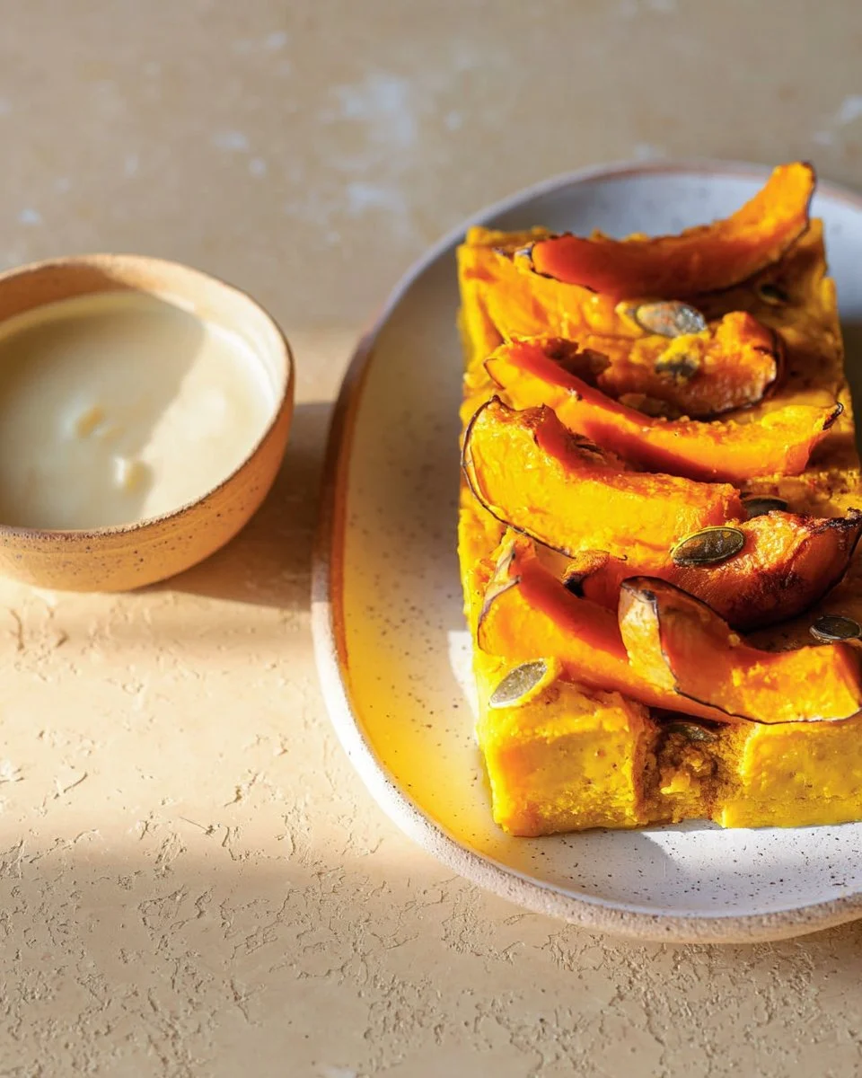 Flan de potimarron, sauce au taleggio