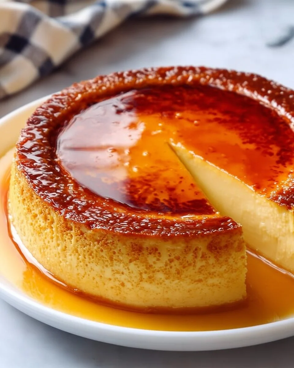 Flan Parisien Traditionnel avec une croûte dorée et une texture crémeuse