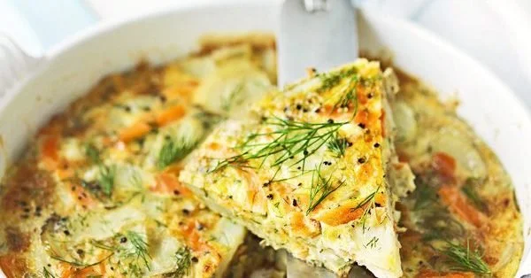 Frittata with smoked salmon and dill
