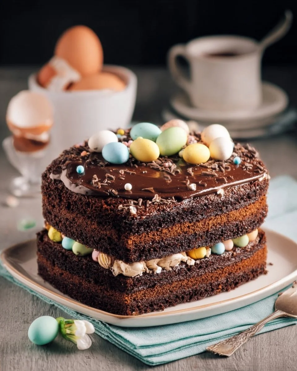 Gâteau au chocolat et Mini Eggs à deux niveaux