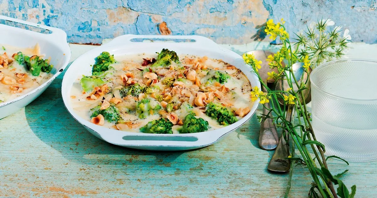 Gratins de brocoli à la crème et au lard