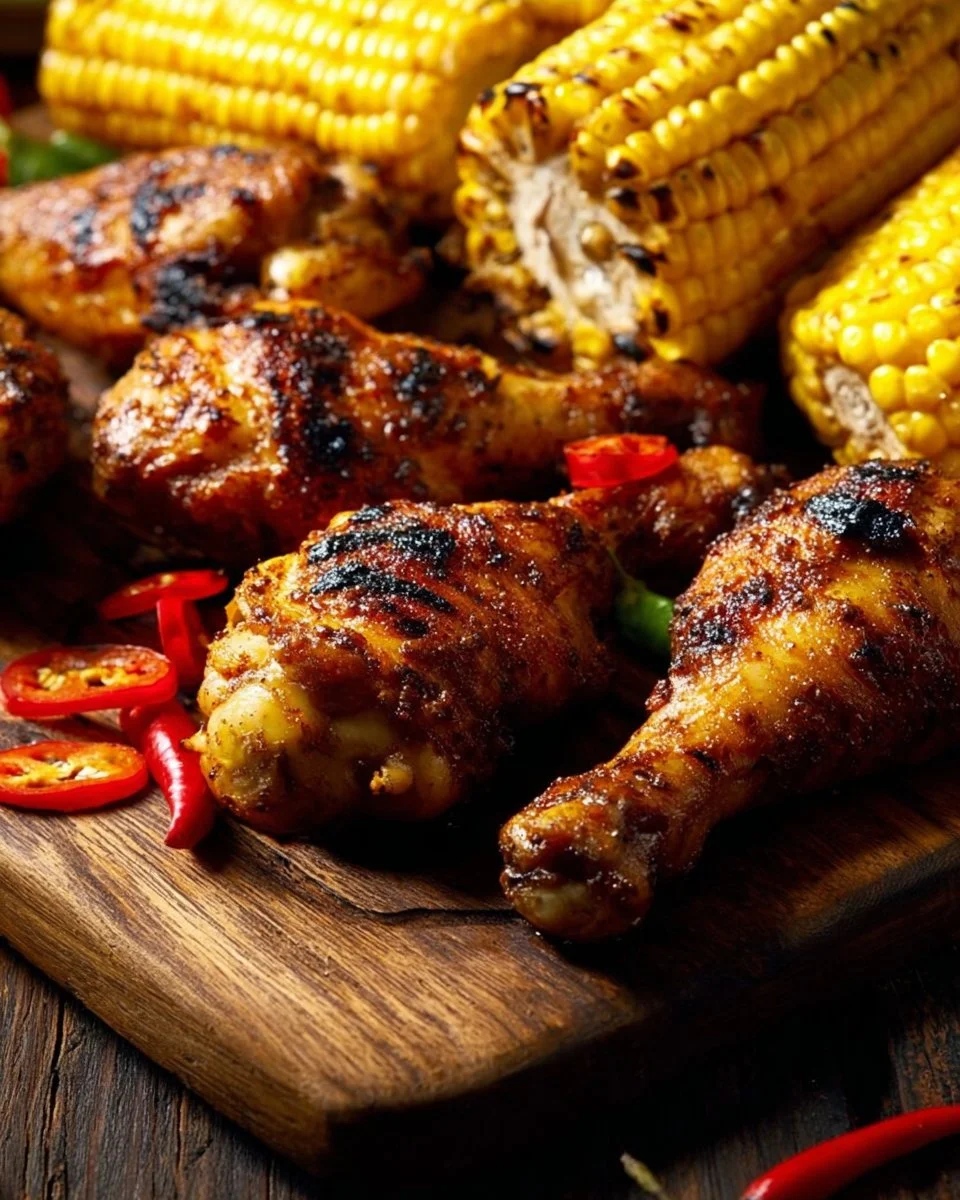 Grilled Cajun Chicken and Corn