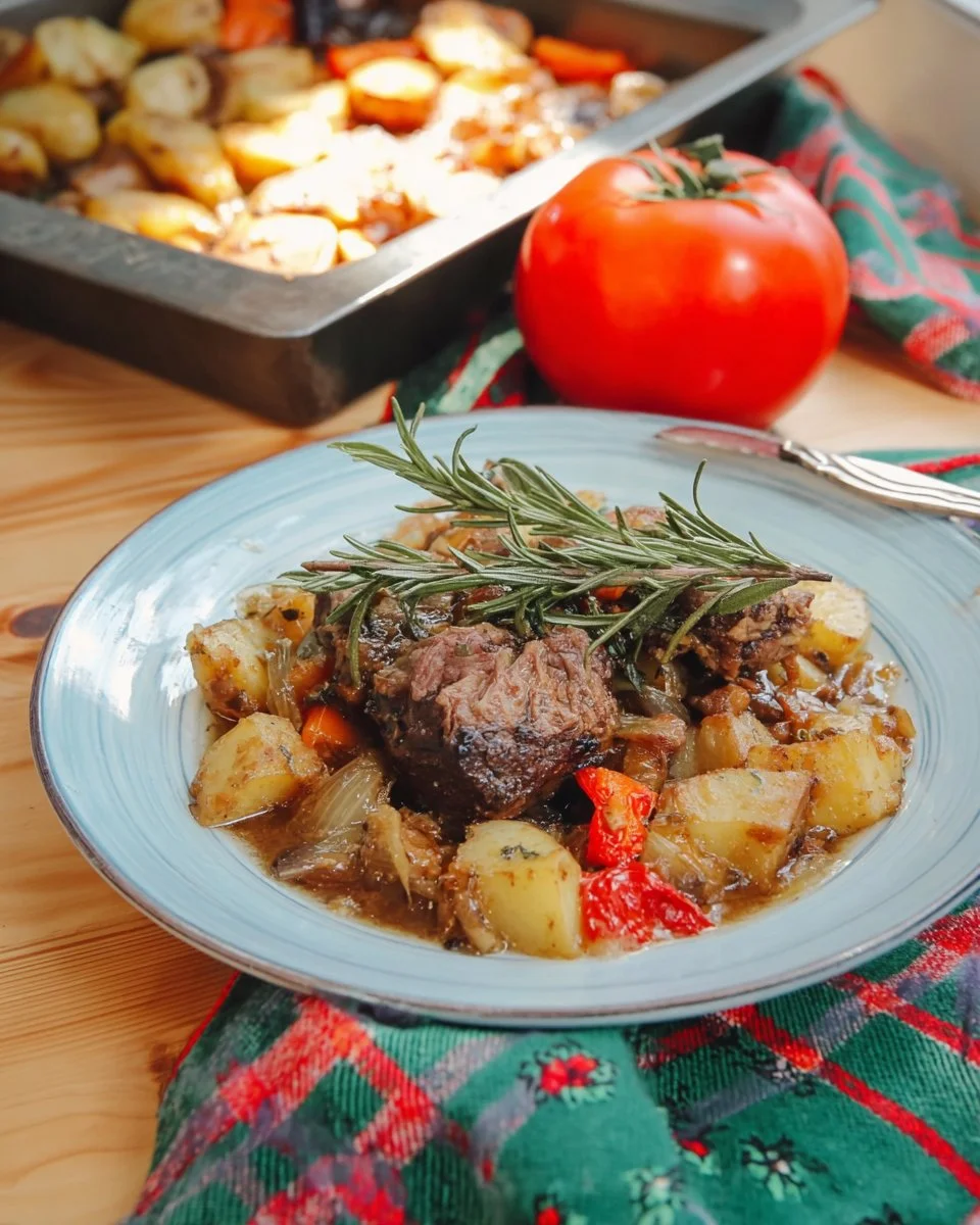 KLEFTIKO, plat grec traditionnel cuit lentement avec de l'agneau et des herbes