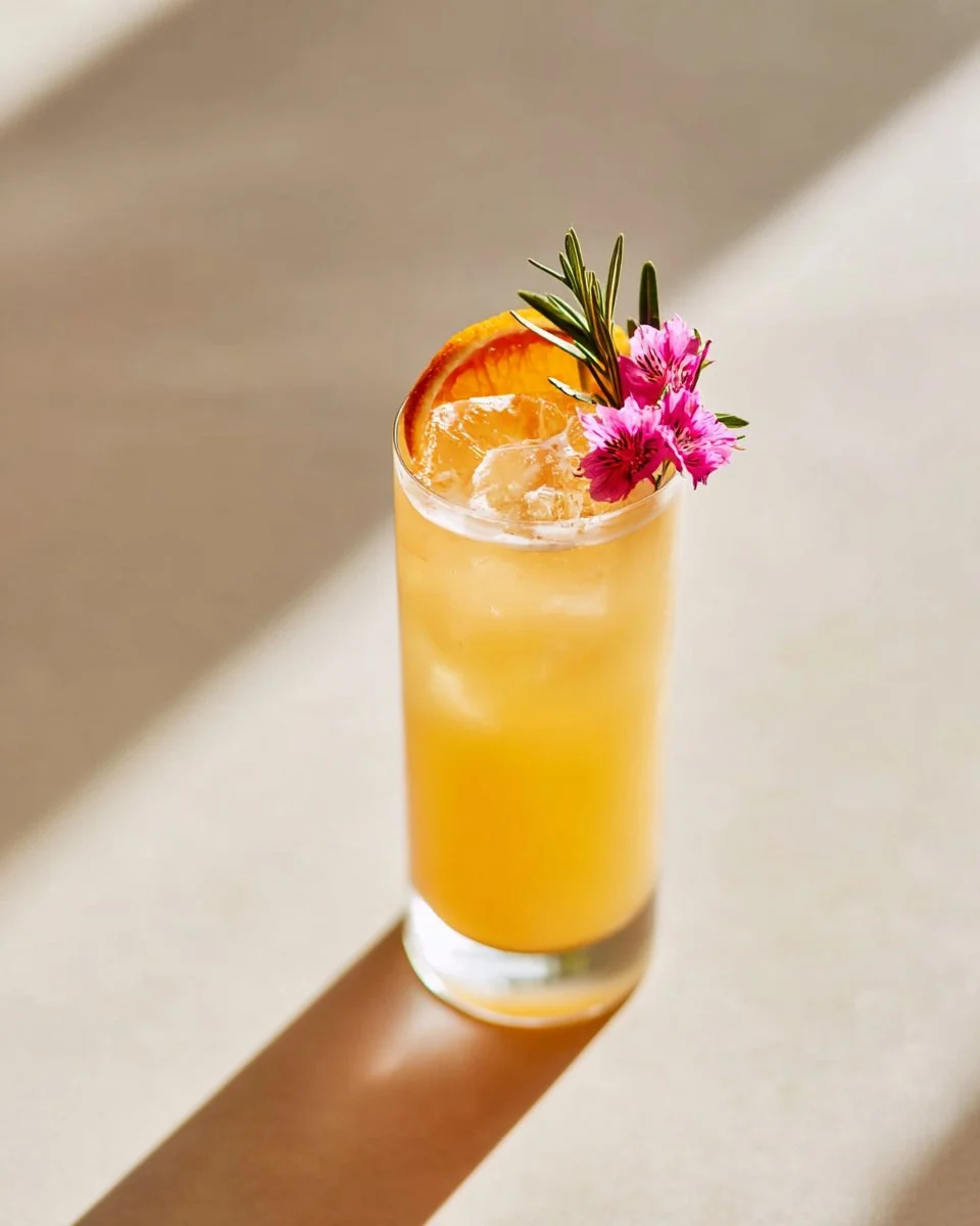 Cocktail Negroni Colada avec fruits et ingrédients colorés