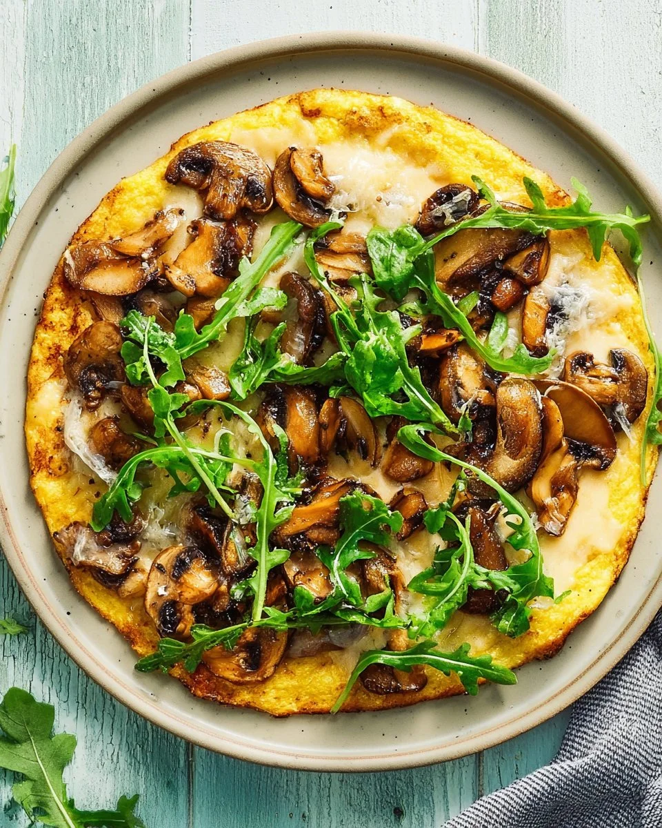 Omelette aux champignons et au fromage dans une assiette savoureuse