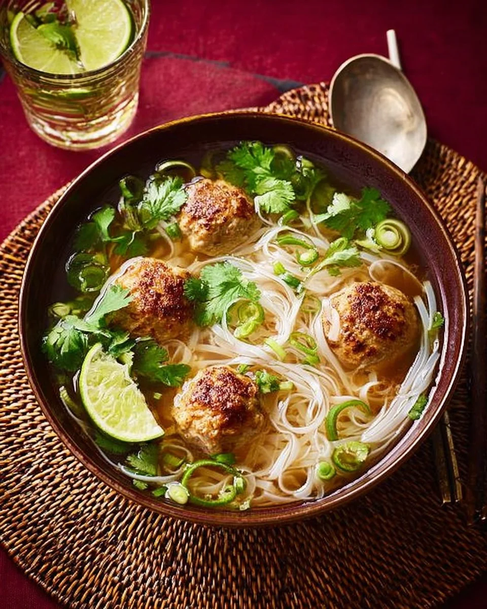 Recette Soupe légère aux boulettes de viande et aux nouilles | Saveurs Magazine