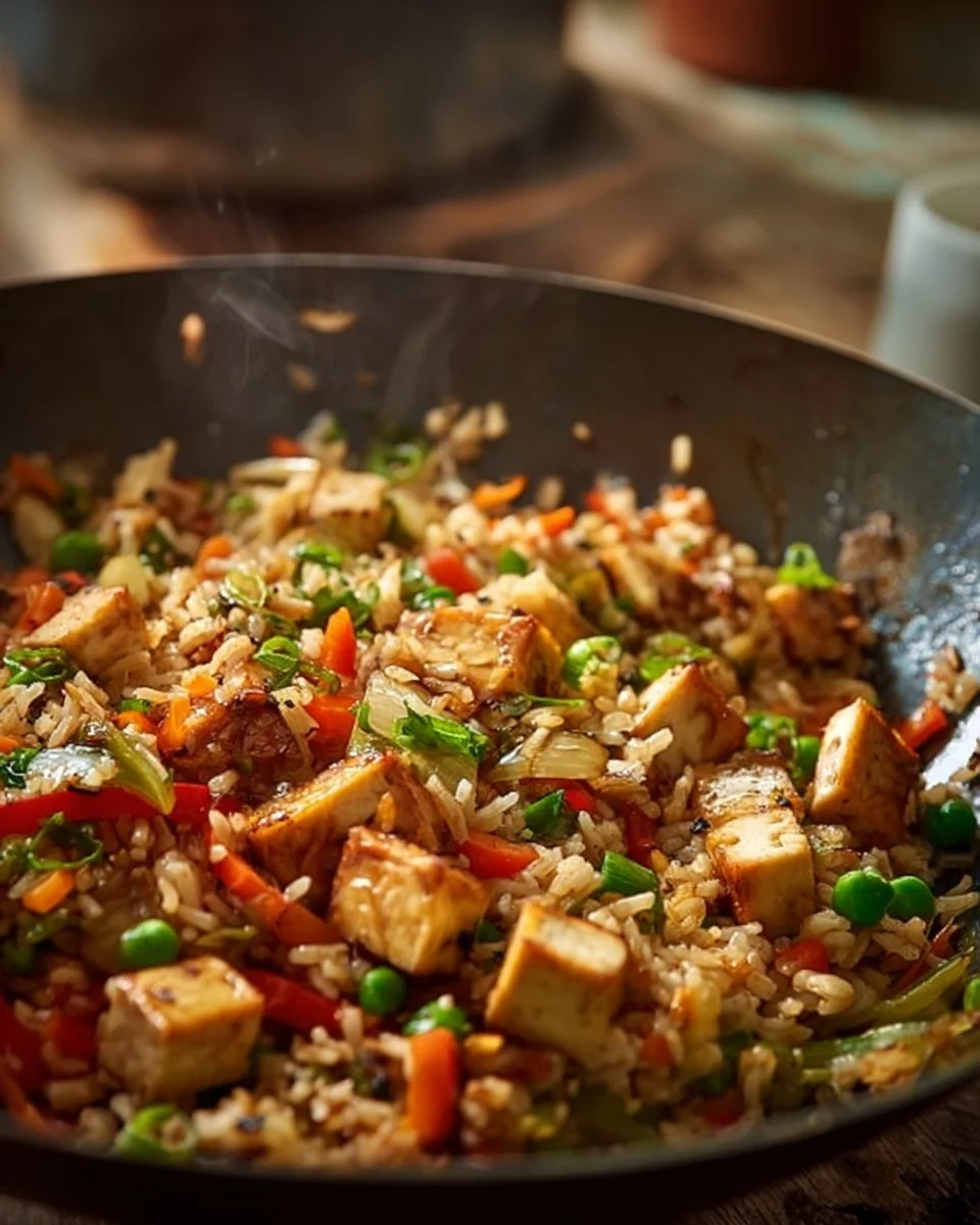 Riz sauté aux légumes et tofu