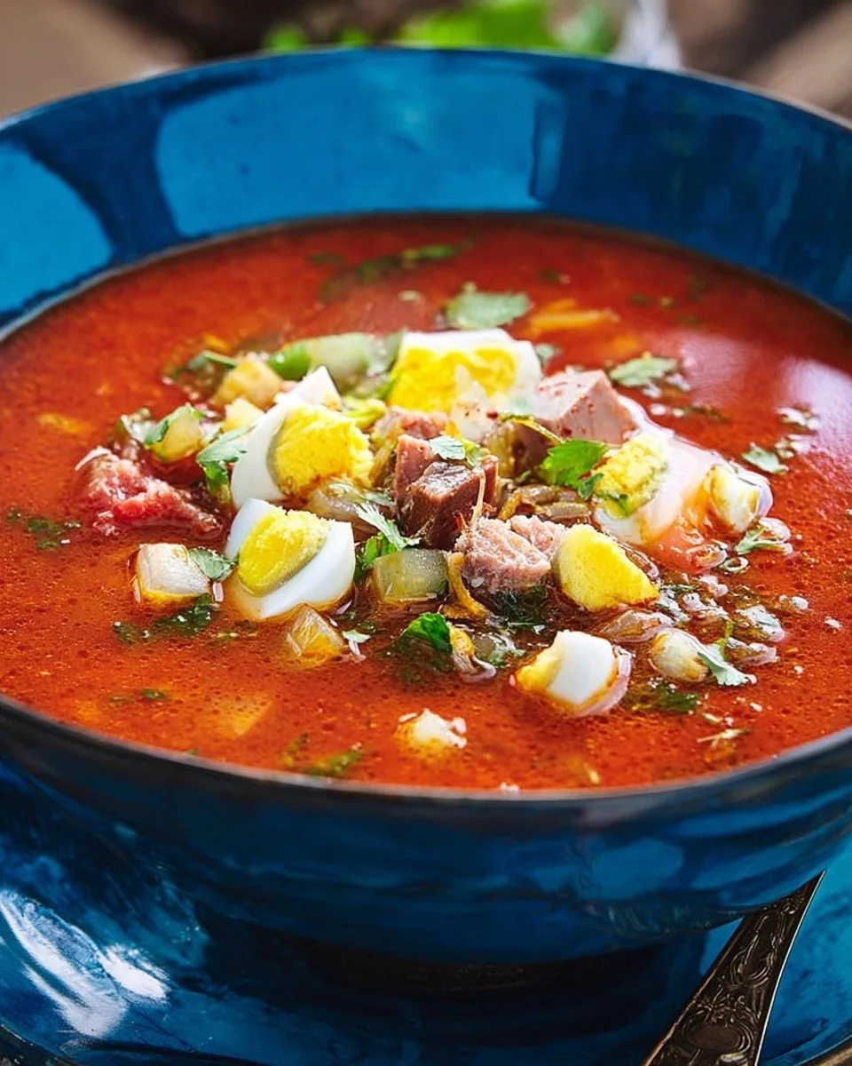 Salmorejo de Cordoue, soupe rustique de tomates avec huile d'olive et pain.