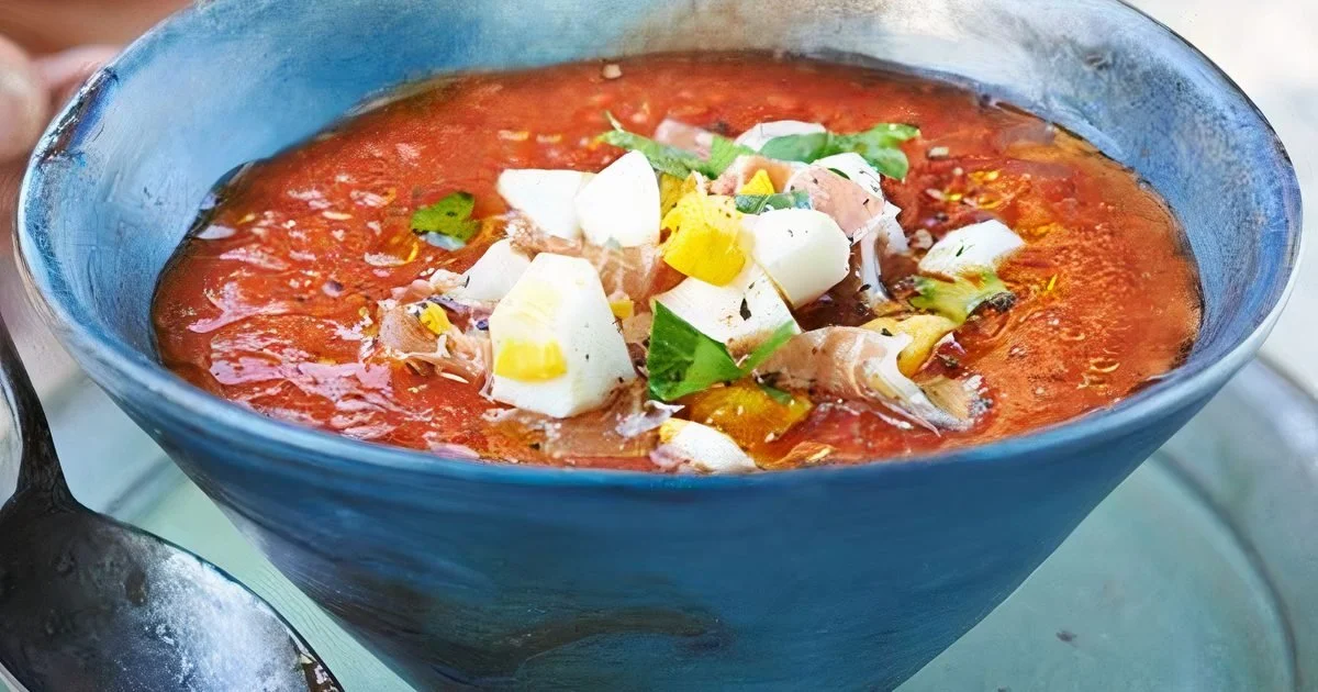 Salmorejo de Cordoue (soupe rustique de tomates à l'huile d'olive et au pain)