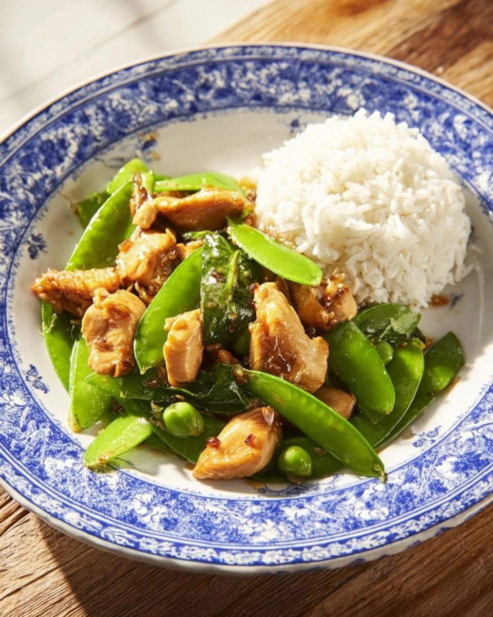Sauté de poulet et pois sucrés