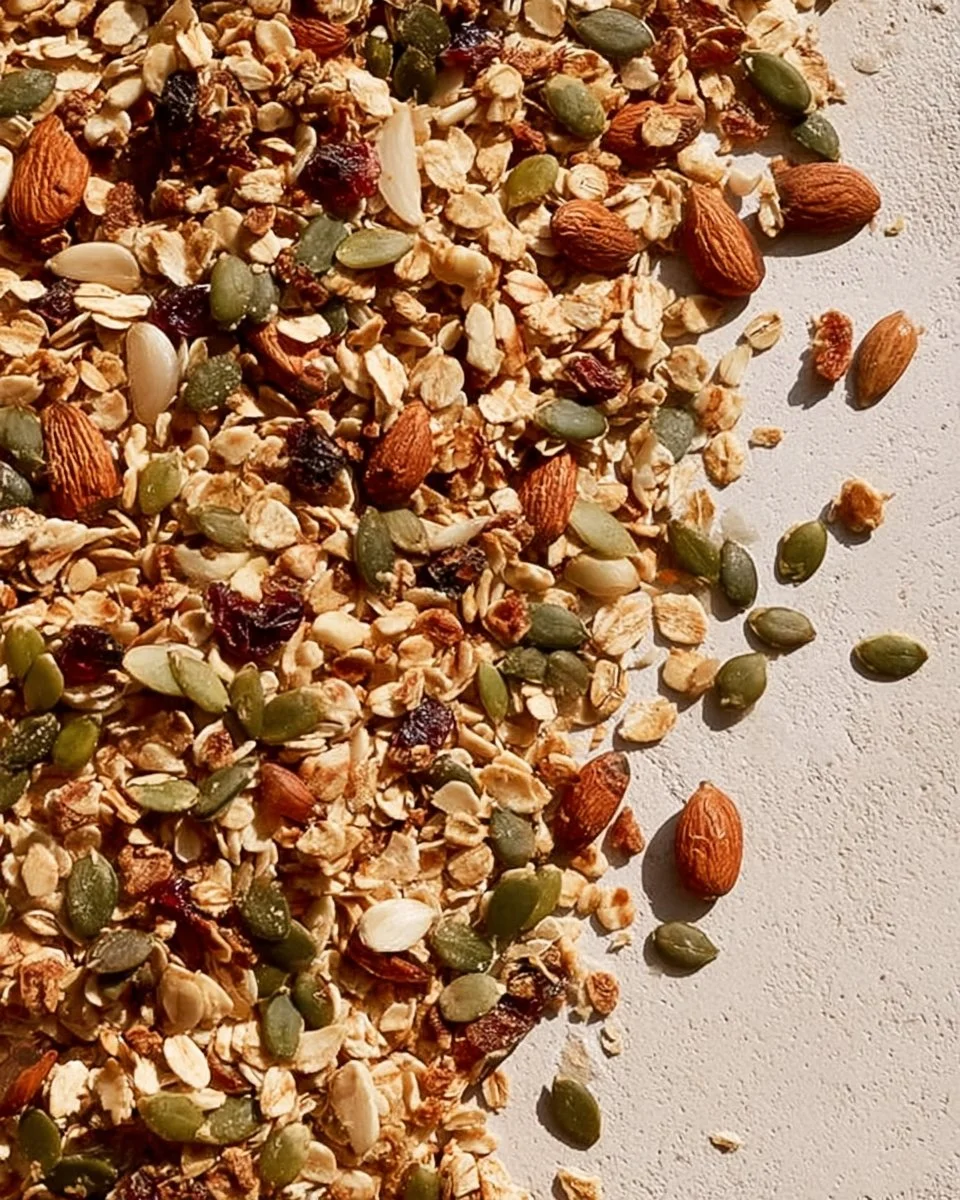 Granola salé au parmesan croustillant et savoureux dans un bol.