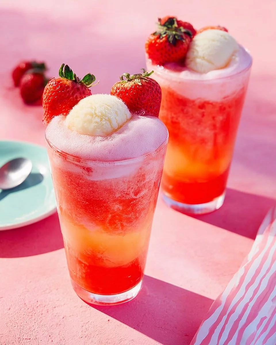 Sodas flottantes aux fraises faites maison