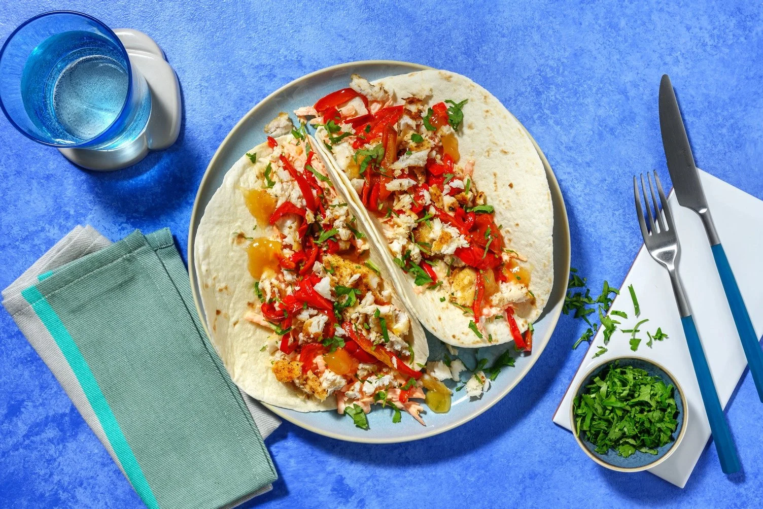 Tacos with Pollock and Apricot Chutney