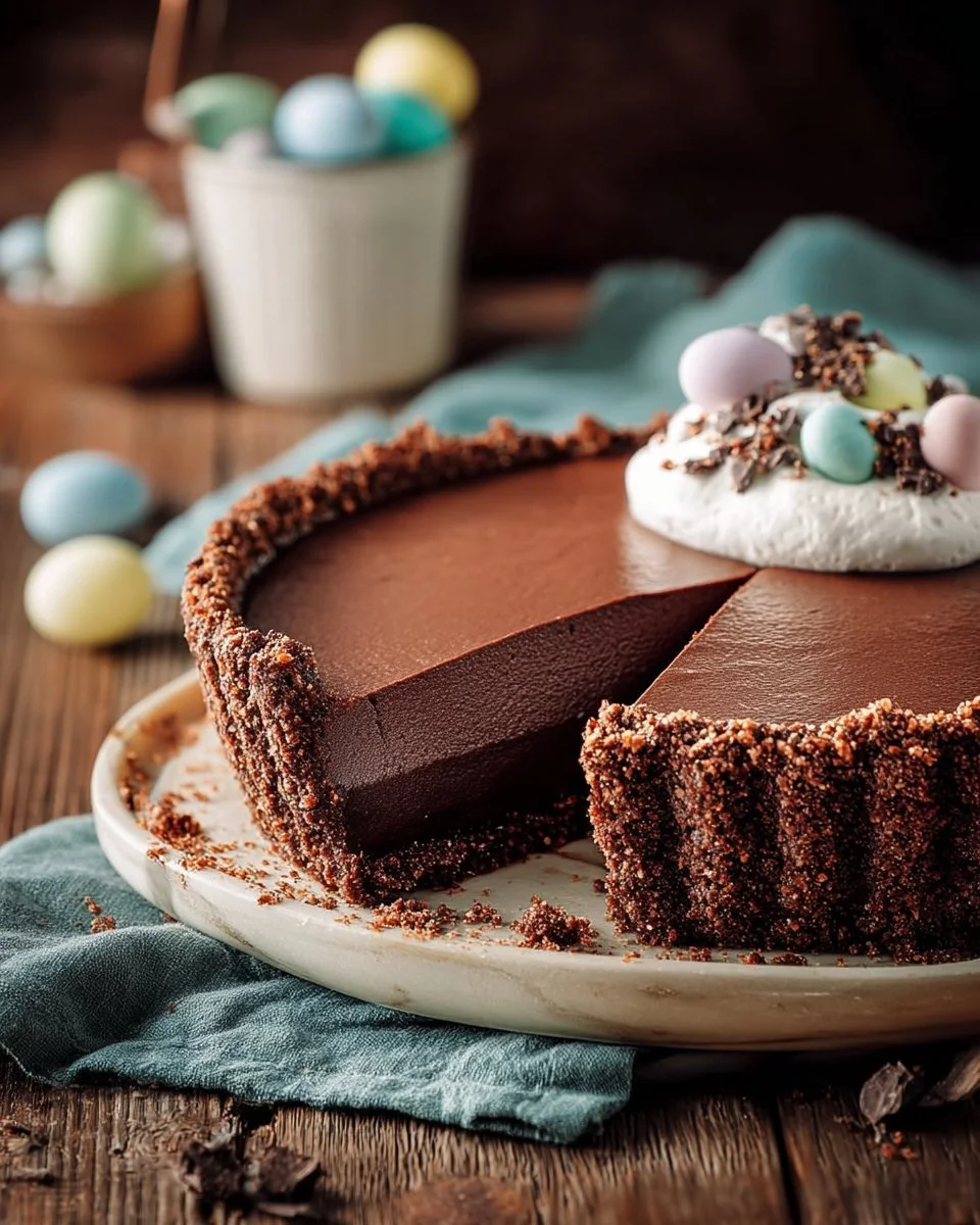 Tarte au chocolat avec croûte croustillante de Pâques