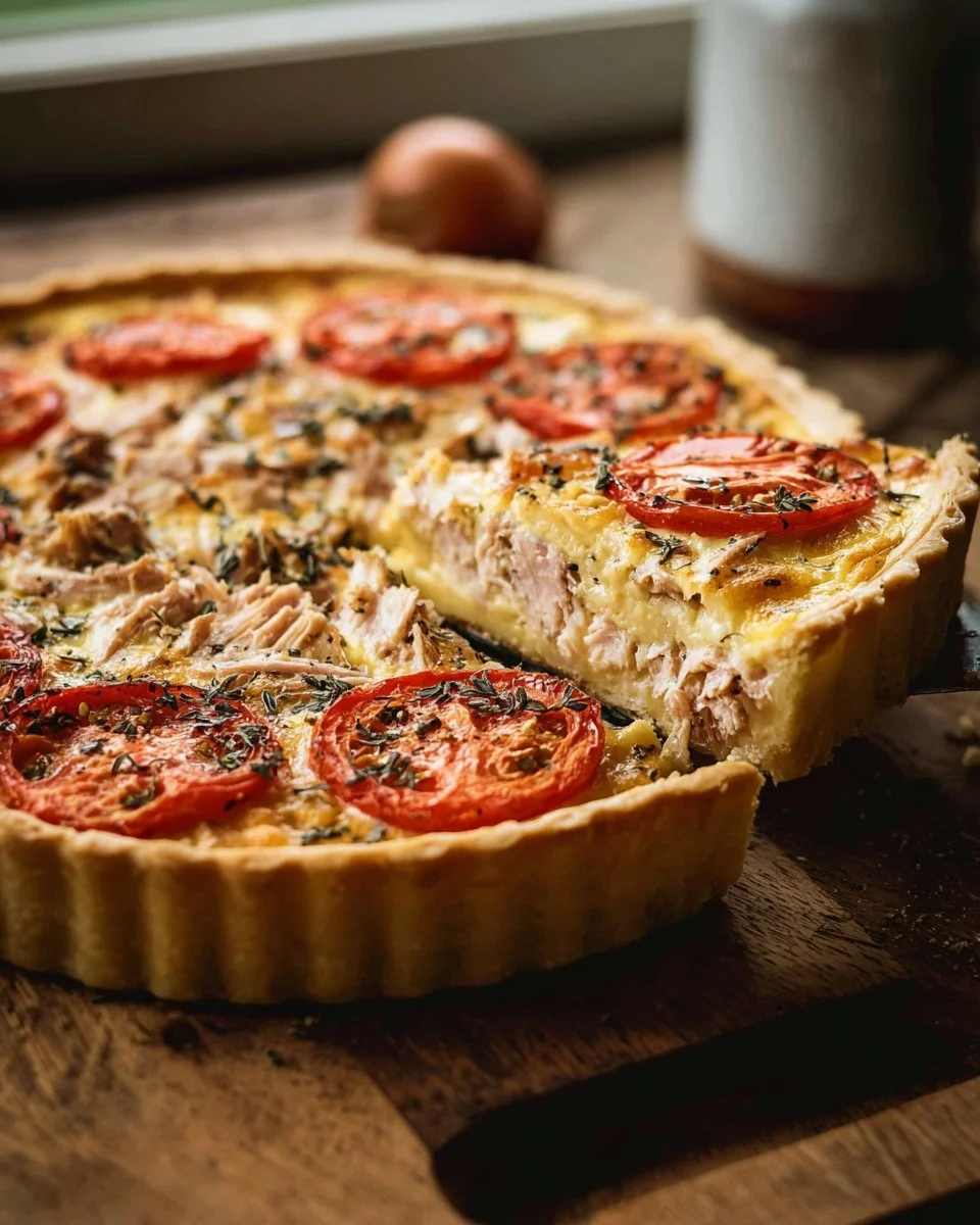 Tarte au thon, tomate et moutarde