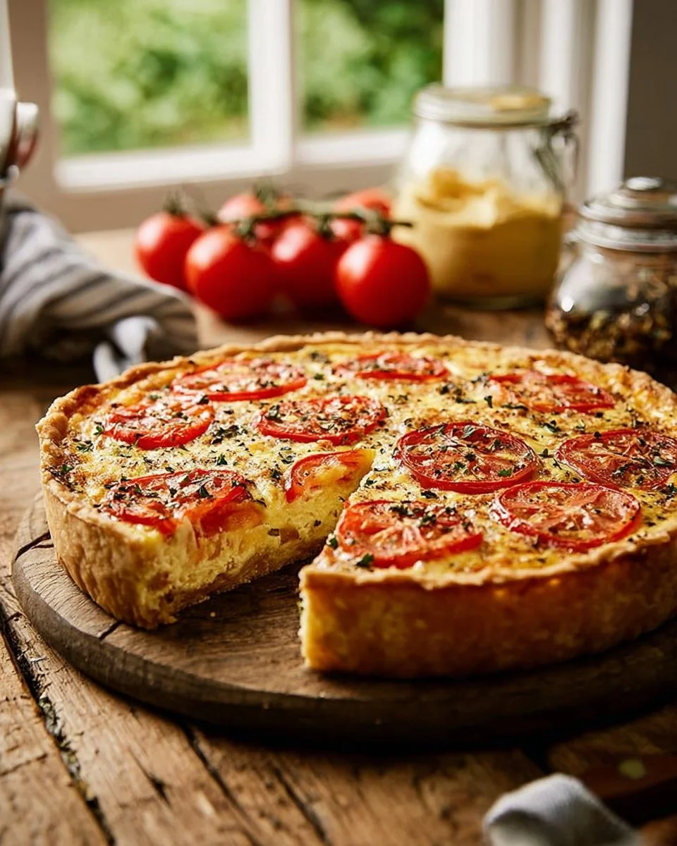 Tarte au thon, tomate et moutarde