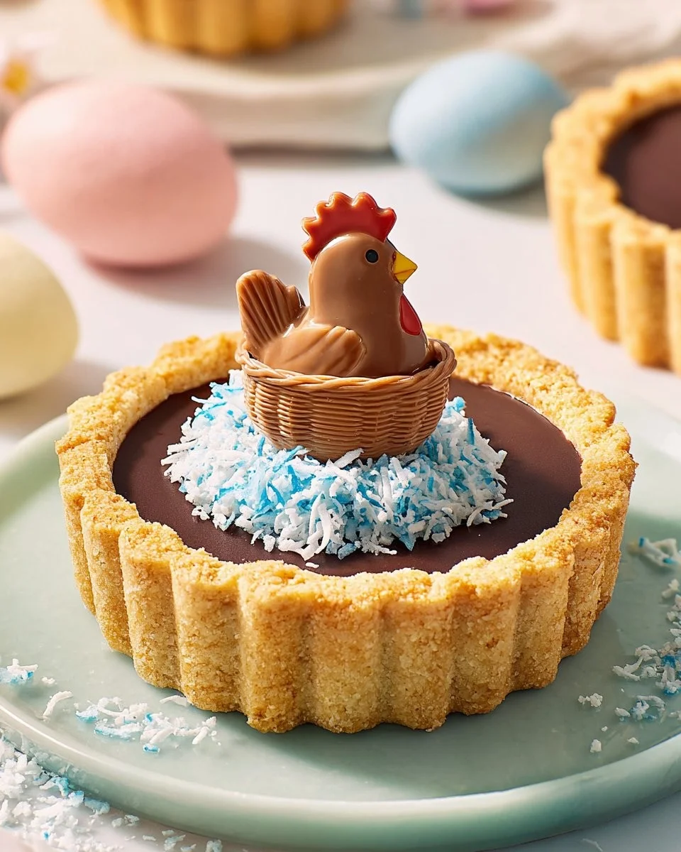 Tartelettes au chocolat et noix de coco garnies de chocolat crémeux